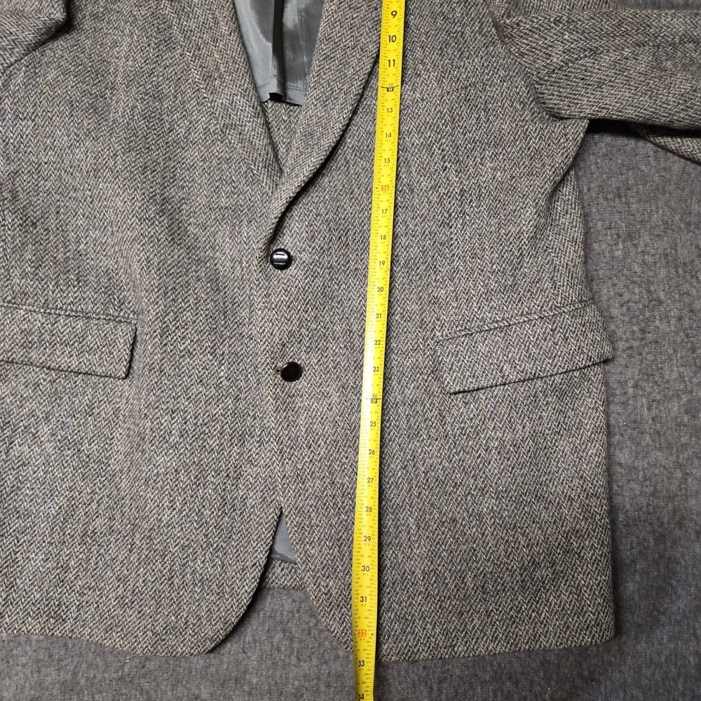 Vintage Harris Tweed Blazer Mens 46L College Hall Herringbone Wool Sport Coat